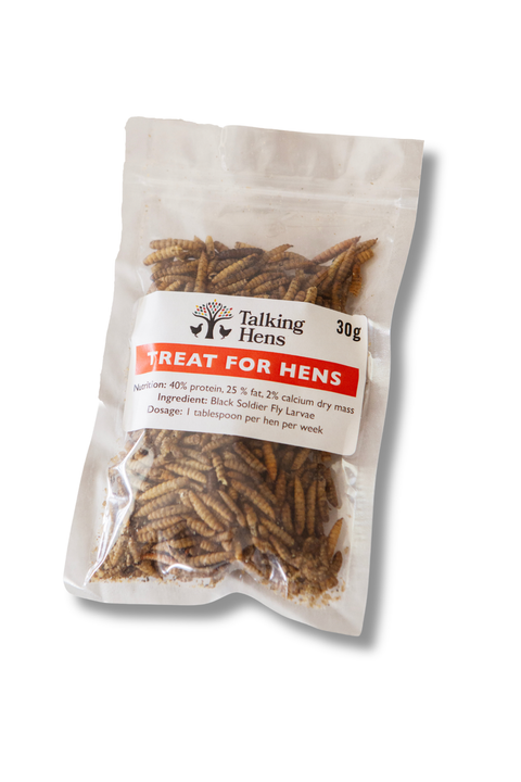 Package of 'Treat for Hens' by Talking Hens on a white background