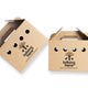 Small cardboard box for transporting chicks with 'talking hens' logo on a white background