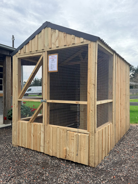 Front right corner of chicken coop